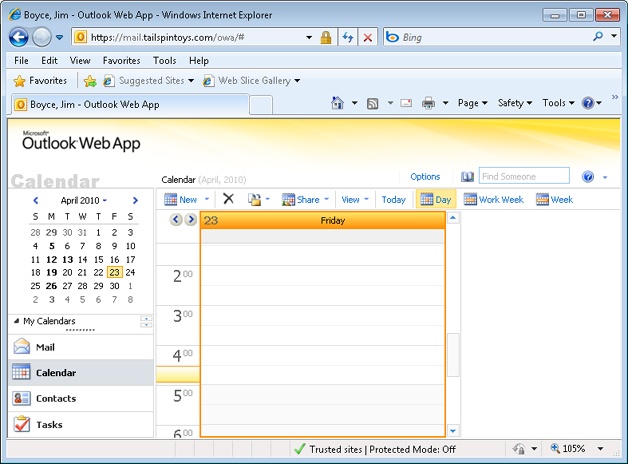 You can view and modify your schedule in Outlook Web App.