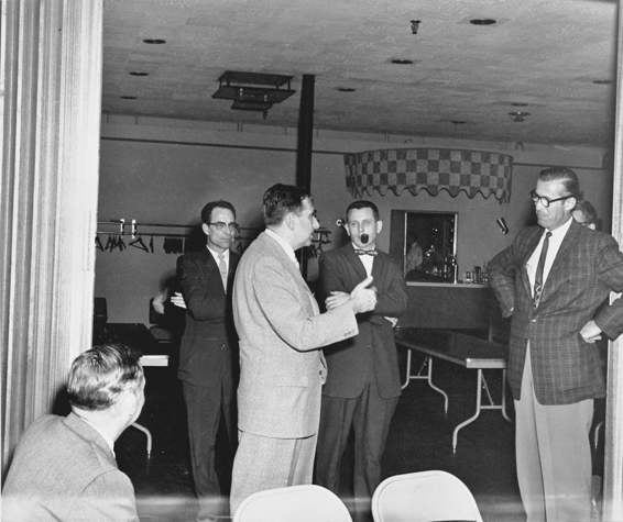 In downtown Fairbanks in 1959, Teller mingled with civic leaders, . . .