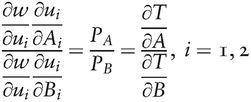 ∂w∂ui∂ui∂Ai∂w∂ui∂ui∂Bi=PAPB=∂T∂A∂T∂B,i=1,2