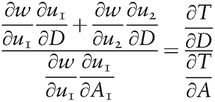 ∂w∂u1∂u1∂D+∂w∂u2∂u2∂D∂w∂u1∂u1∂A1=∂T∂D∂T∂A