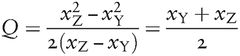 Q=xZ2−xY22(xZ−xY)=xY+xZ2