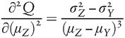 ∂2Q∂(μZ)2=σZ2−σY2(μZ−μY)3