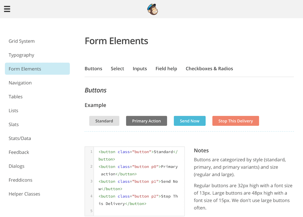 MailChimp’s pattern library is one of the most influential early examples of living pattern libraries on the web.