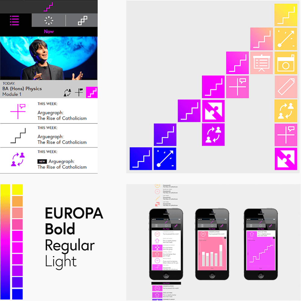 Initial brand explorations for FutureLearn.