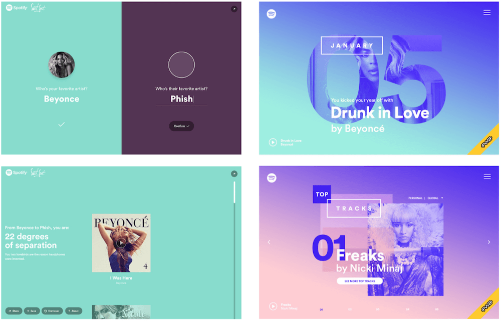 Examples of Spotify’s music event campaigns.