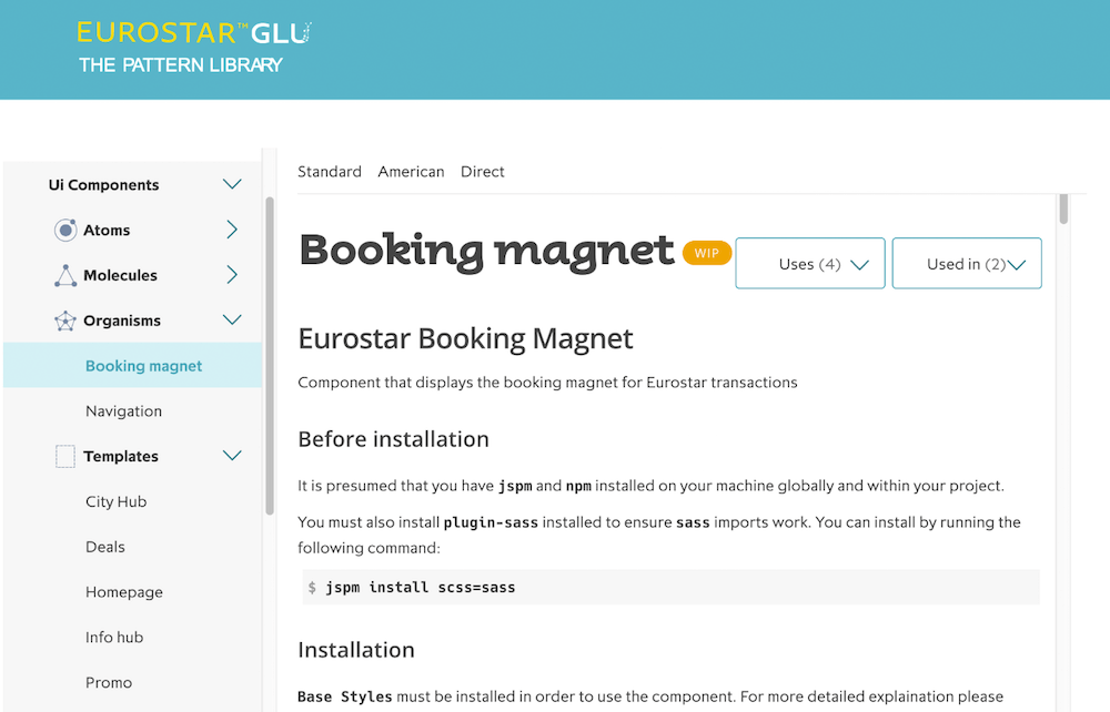 Components arranged hierarchically in Eurostar’s GLU