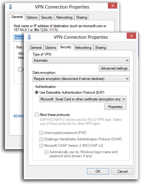 The VPN Connection Properties dialog box lets you tweak every VPN variable until you finally get the thing to work.By the way: These instructions describe Windows 8.1’s built-in VPN software. But more often than not, you’ll be given software from Cisco or your employer/school to use instead. In that case, pretend you never read these pages.