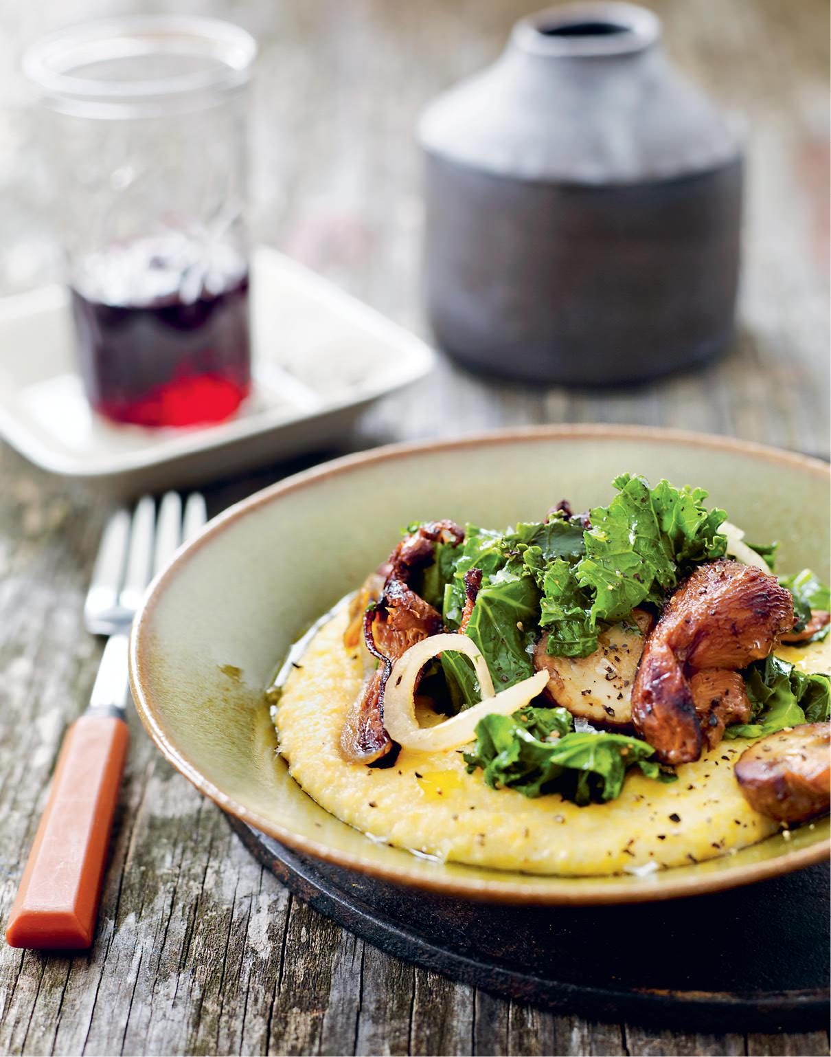 Creamy Polenta with Kale & Mushrooms