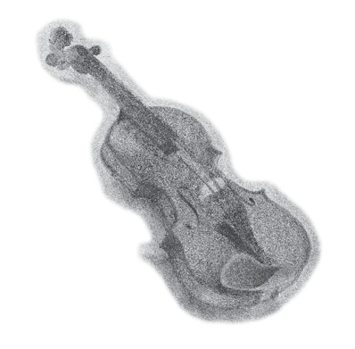 A drawing of a violin.