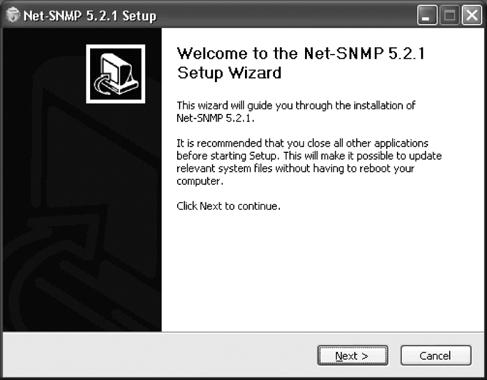 Net-SNMP initial install screen