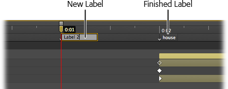 Use timeline labels to mark the important points in your timeline. As you’ll see on page 120, you can also use labels in JavaScript when you want to jump to a point in the timeline or to trigger an event.