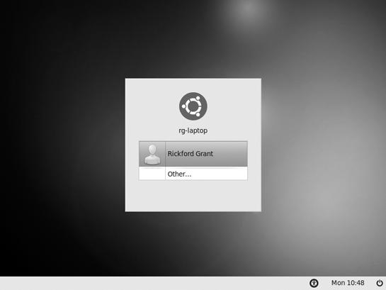 The Ubuntu login screen