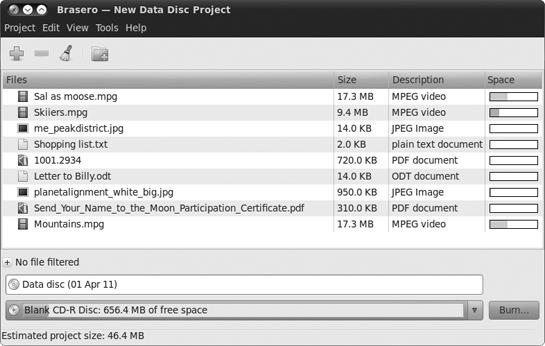 Using Brasero to create multisession discs