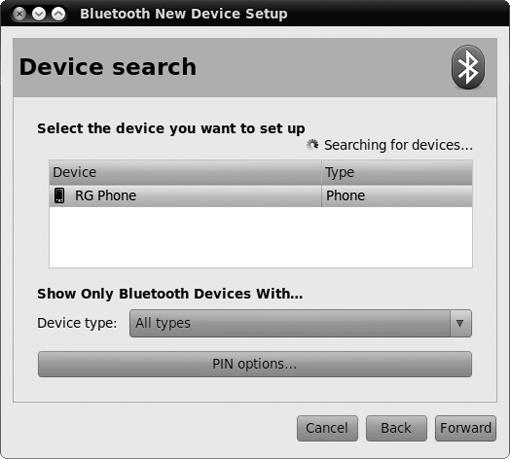 Searching and selecting nearby Bluetooth devices in Ubuntu