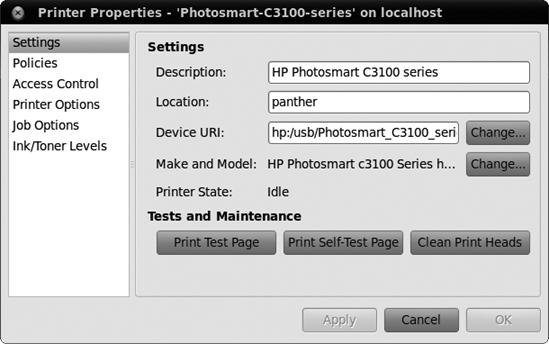 Printing a test page with your new printer via the Printer Properties window