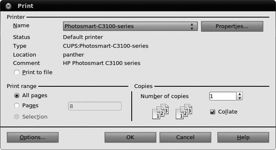 Print settings in OpenOffice.org modules