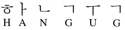 Korea (Hangug) written horizontally in Hangul