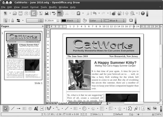 A newsletter created (and displayed) in OpenOffice.org Draw