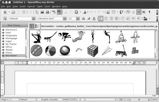 Viewing clip art and your own collections in the Gallery