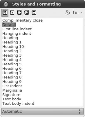 The Styles and Formatting window