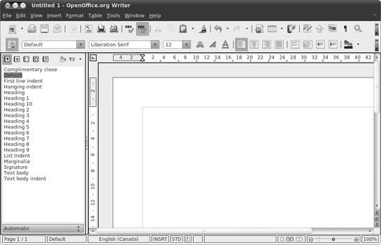 The Styles and Formatting window in place as a pane within the main document window