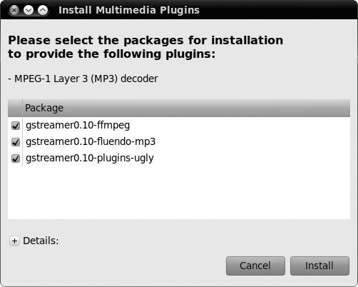 Ubuntu helps you find the plug-ins you need.