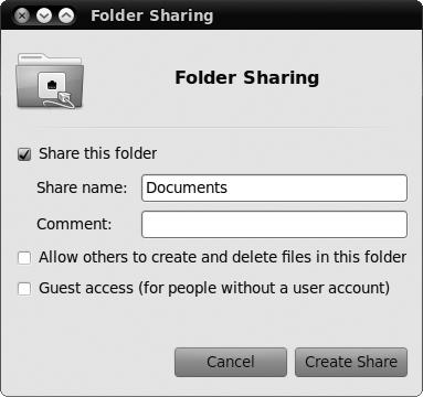 Sharing a folder on the network