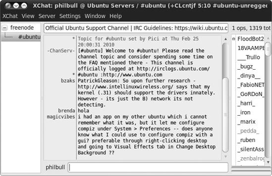 Other users chatting in the #ubuntu IRC channel