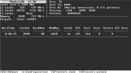 Checking for memory faults with Memtest86