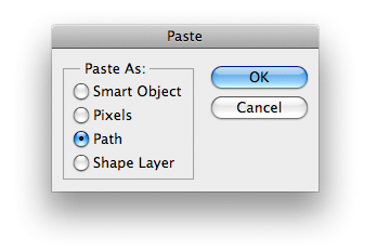 Path Paste dialog box