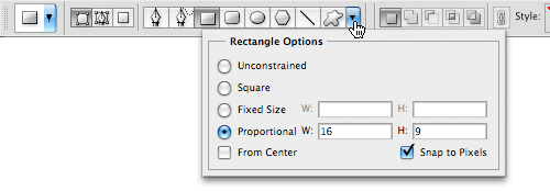 Advanced Shape Tool settings