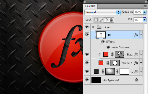 Grouping the icon so that the Knockout samples from the diamond plate layer