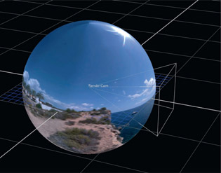 Figure 13.81 Spherical projection with render camera