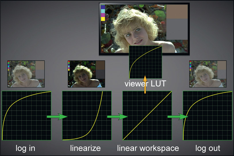 Figure 15.50 Visual effects color pipeline