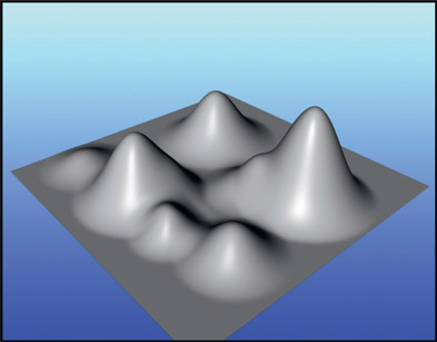 Figure 2.1 Monochrome image visualized as brightness “mountains”