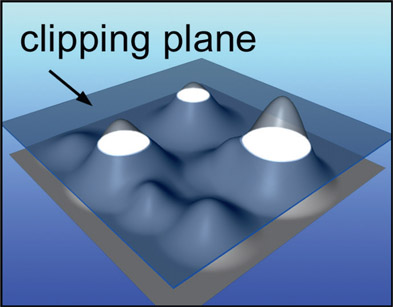 Figure 2.2 Clipping plane clips the tallest (brightest) mountain peaks