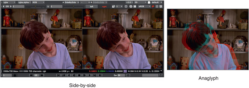 Figure 6.46 Viewing stereo images in the compositing program