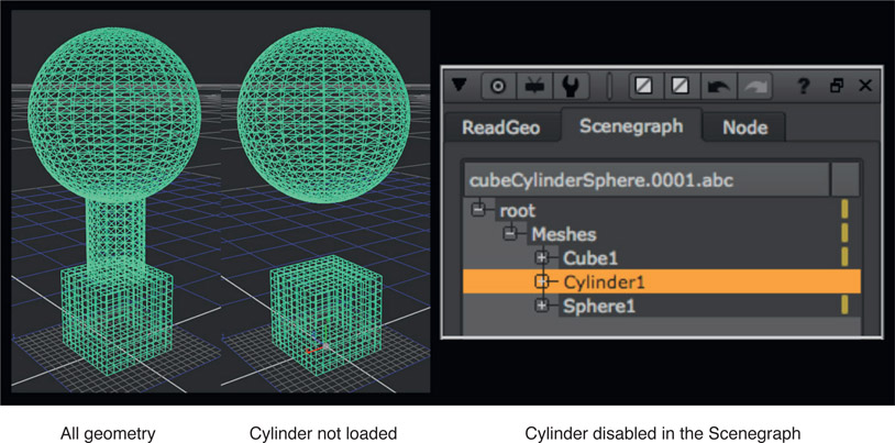 Figure 8.70 Selecting geometry with the Scenegraph