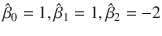 

$$\hat{\beta }_{0} = 1,\hat{\beta }_{1} = 1,\hat{\beta }_{2} = -2$$

