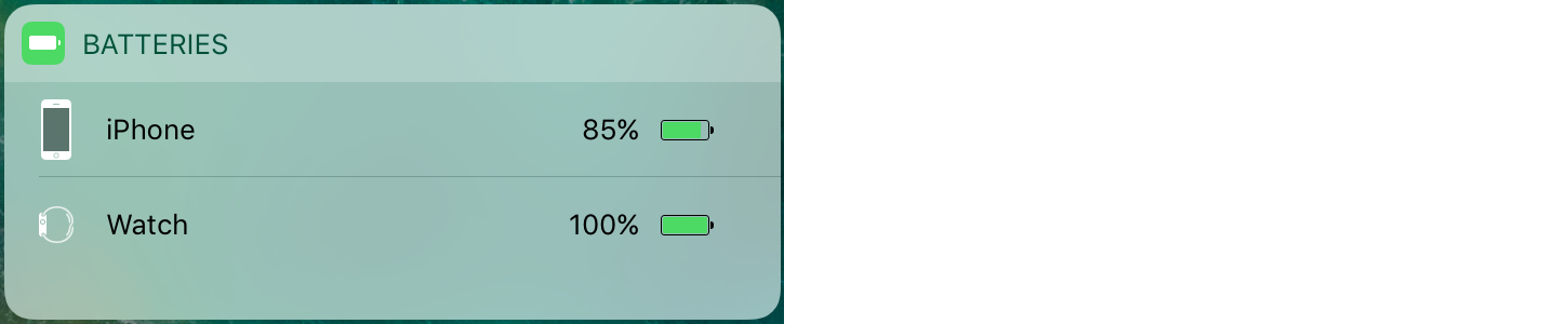 **Figure 77:** _The Batteries widget shows the remaining battery life of all Bluetooth devices connected to your iOS device._