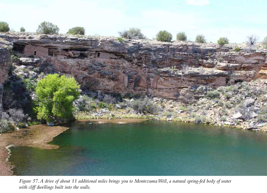 Figure 57. A drive of about 11 additional miles brings you to Montezuma Well, a natural spring-fed body of water with cliff dwellings built into the walls.