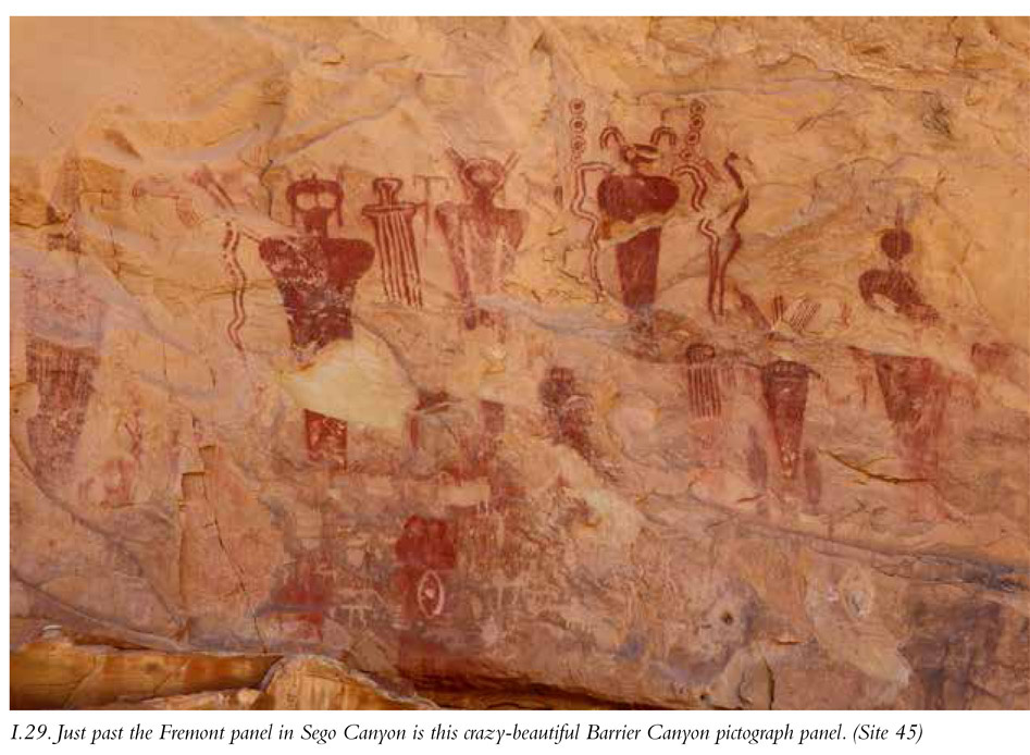 I.29. Just past the Fremont panel in Sego Canyon is this crazy-beautiful Barrier Canyon pictograph panel. (Site 45)