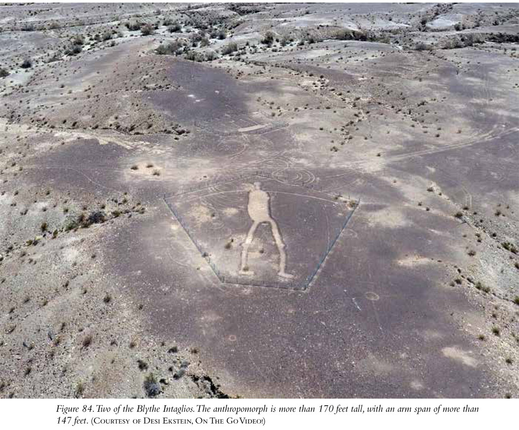 Figure 84. Two of the Blythe Intaglios. The anthropomorph is more than 170 feet tall, with an arm span of more than 147 feet. (Courtesy of Desi Ekstein, On The Go Video!)