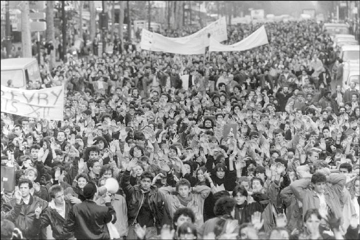 Manifestazione studentesca nella primavera 1986.