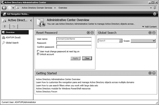 The Active Directory Administrative Center GUI