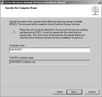 Specifying the computer name when precreating an RODC account