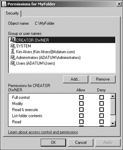 Configuring NTFS permissions by clicking Edit on the Security tab