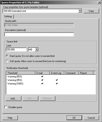 Quota properties