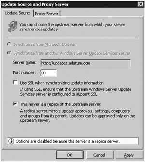 Configuring a downstream replica server