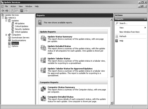 WSUS Reporting options